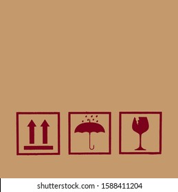 Red fragile symbol on cardboard - Vector - Vector