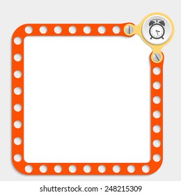 red frame for any text with screws and alarm clock