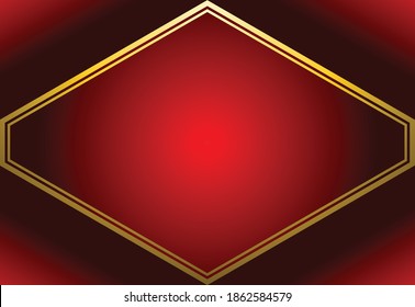 Red Frame Background With Gold Border Vector