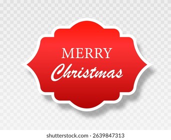 Red frame for Christmas concept. Luminous frame with on transparent background. Shiny banner for greeting card.