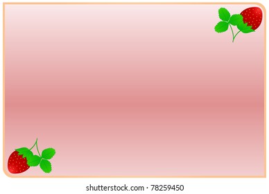 Red frame consisting of two strawberries and green leaves