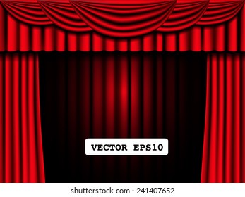 red frame of curtain, vector illustration.