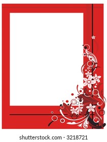 a red frame decorated with flowers