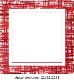 Red frame in fabric structure with white space for your design.