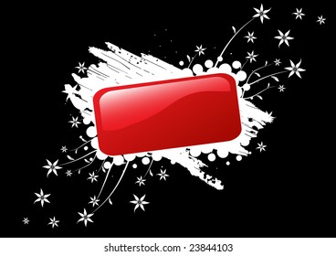 Red frame with flowers and place for text