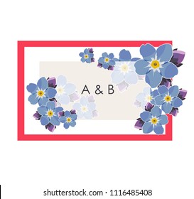 Red frame forget me not flowers