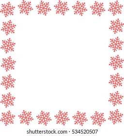 Red frame in the form of a snow flakes
