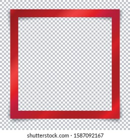 red frame with glass on transparent background