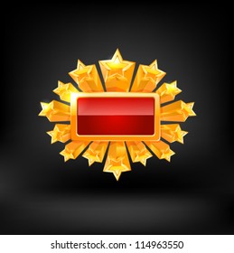 Red frame and gold stars. Vector