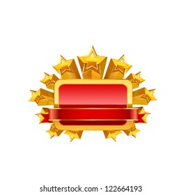 Red frame and gold stars. Vector