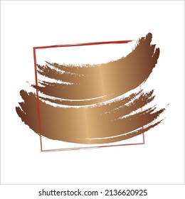 Marco rojo con pincel dorado. Elemento de diseño de textura dorada metálica para tarjetas de felicitación y etiquetas, fondo abstracto.