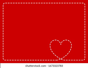 Red frame with heart background card with copy space for your text.