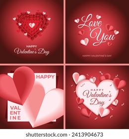 red frame with hearts in horizontal web format to celebrate Valentine's Day

