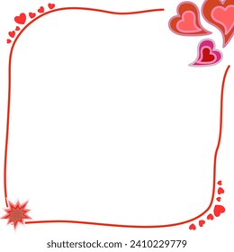 Red frame with hearts on a white background