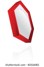 Red frame hexagon shine mirror