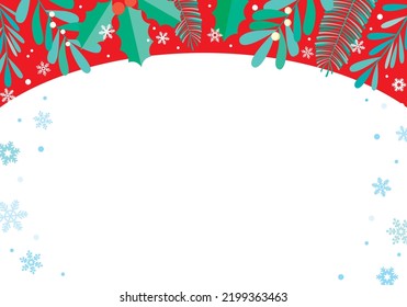 Red frame with the image of winter and Christmas