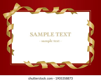 Red Frame Material With Golden Ribbon Wrapped Around, Red Background