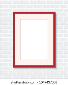 red frame on a brick wall