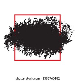 Red Frame With Paint Brush Stroke Isolated On White Background. Vector