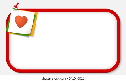 red frame with pushpin and heart