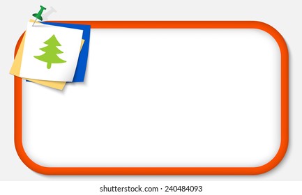 red frame with pushpin and tree symbol