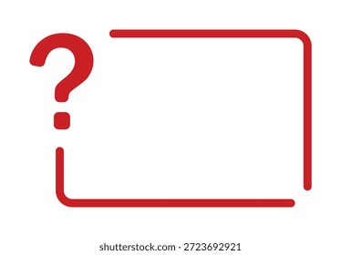 Marco rojo con signo de interrogación sobre fondo blanco.