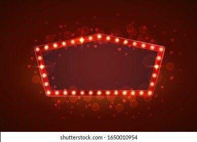 Cartel retro de marco rojo, tiempo de exposición en blanco. Ilustración del vector
