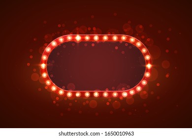 Red frame retro billboard, blank showtime. Vector illustration