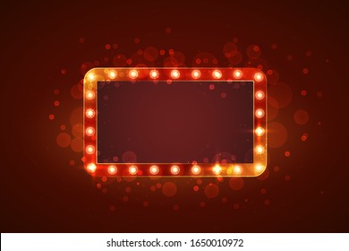 Red frame retro billboard, blank showtime. Vector illustration