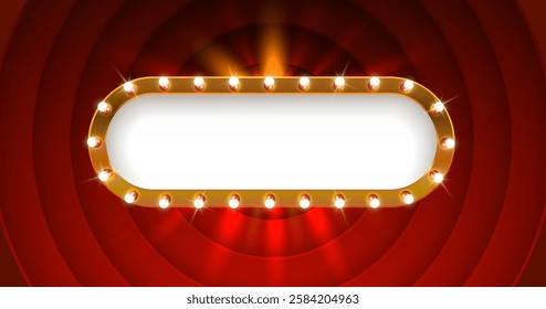 Red frame retro billboard, blank showtime text. Vector illustration