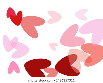 Red frame of scatter confetti in shape of heart.  The mood of tenderness and love. Symbols of Valentines Day