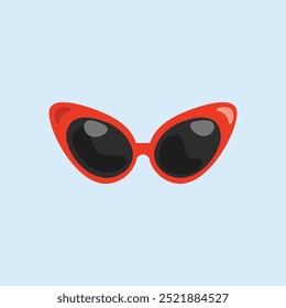 red frame sunglasses in flat vector design.