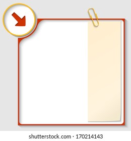 red frame for text with a arrow and notepaper