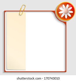 red frame for text with a flower and note