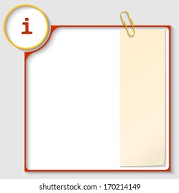 red frame for text with a info sign and notepaper