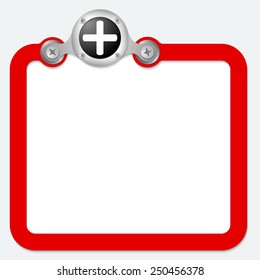 red frame for text and plus symbol