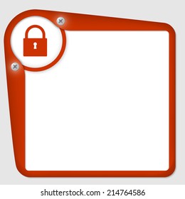 red frame for text with screws and padlock
