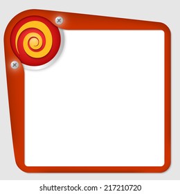 red frame for text with screws and spiral