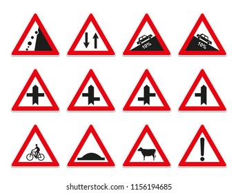 Red frame traffic sign set vector