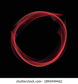 Red Frame Wave Lines Abstract Background. Party Banner. Technology Wallpaper. Vector