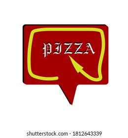 red frame with the word pizza. vector illustration