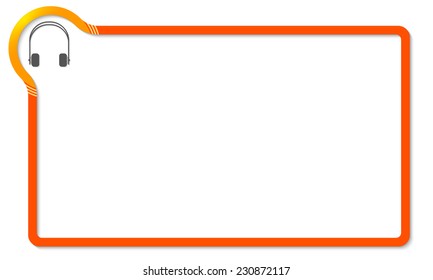 red frame with yellow corner and headphones