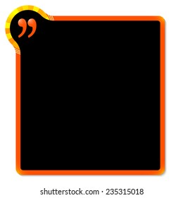 red frame with yellow corner and quotation mark