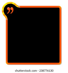 red frame with yellow corner and quotation mark