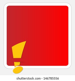 red frame with yellow exclamation mark