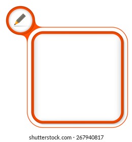 Red frame for your text and pencil