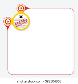 Red frame for your text and yellow circle with questionnaire