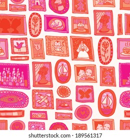 red framed pictures seamless pattern