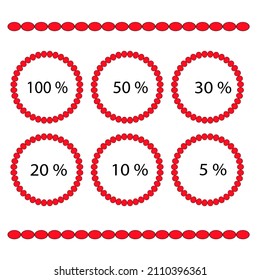 Red frames circle shapes vector percents