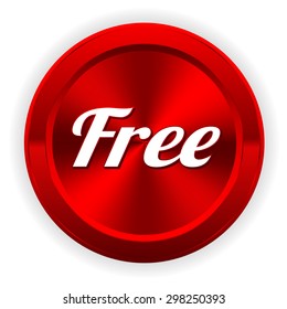 Red free button on white background